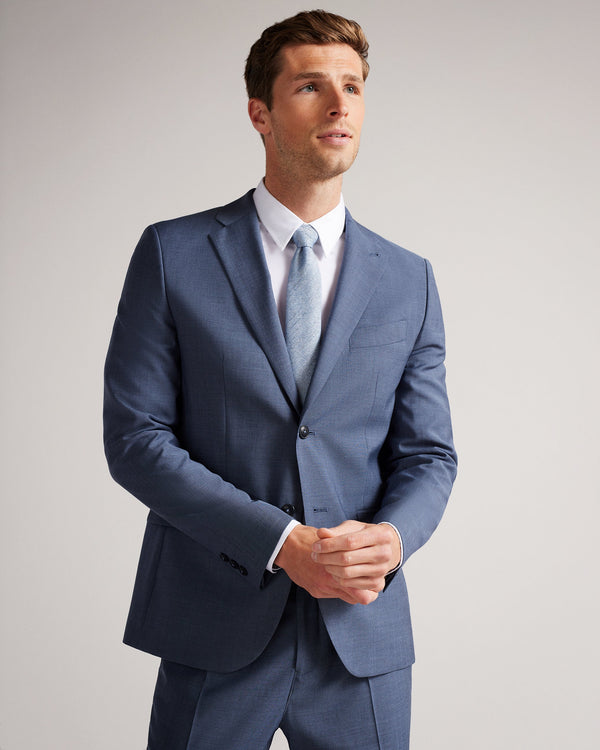 SEIL-Jackets-Look suave and stay smart in SEIL. This blazer's flattering fit combines with classic tailoring details and a luxe mohair-look finish for a refined and modern feel. Blazer Mohair look Long sleeved Half lined Notched lapel Wool Edward is 6'3" / 1.90m and wears Light Blue in a Ted size 3- Ted Baker Romania